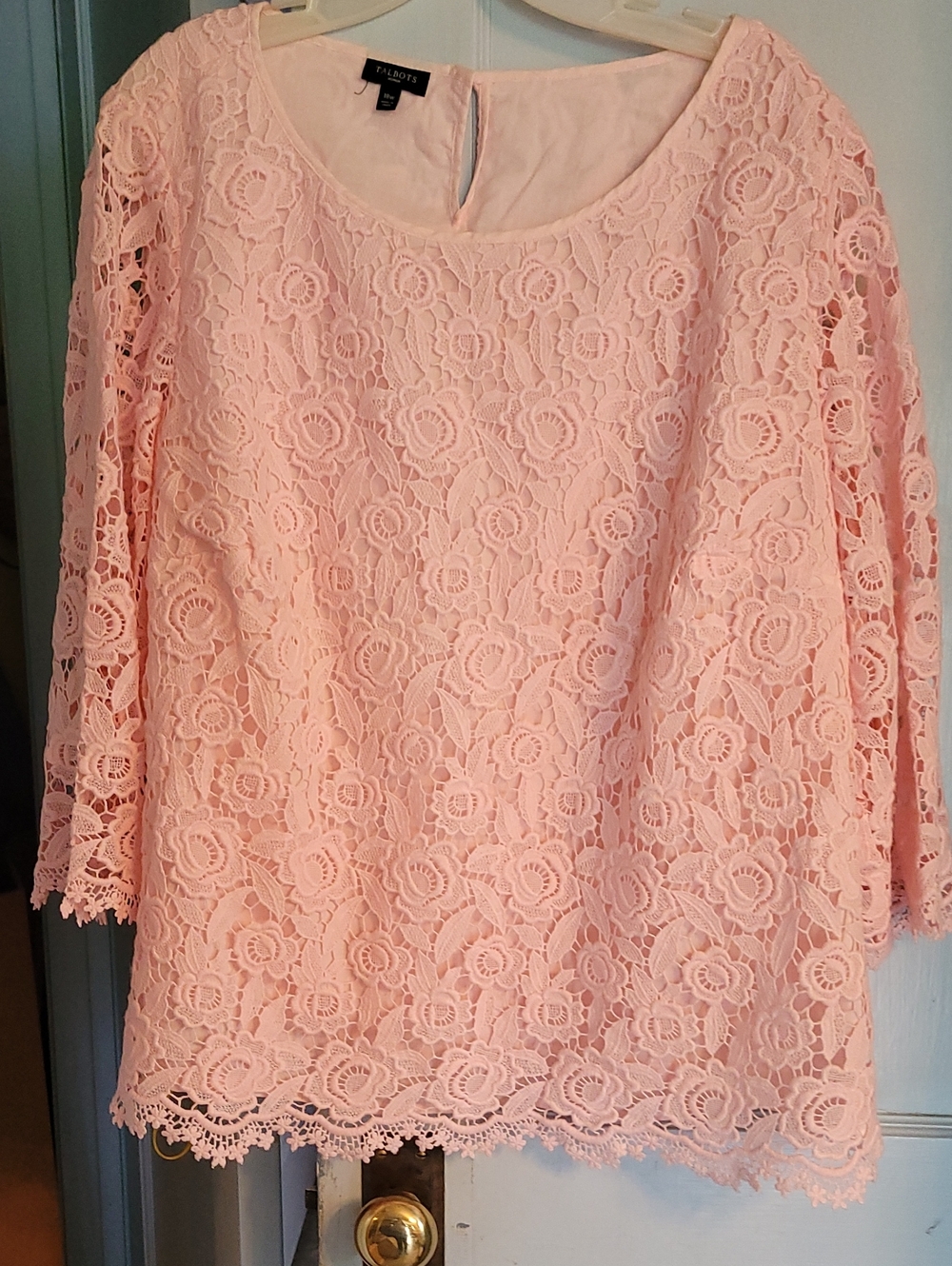 Talbots Blush Pink Floral Lace Scoop-Neck Top